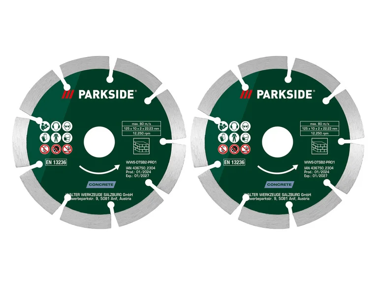 PARKSIDE® Lot de 2 disques diamant béton ou maçonnerie