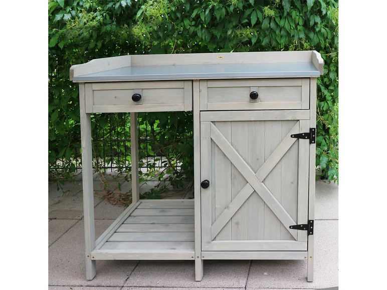 Table de jardin avec armoire inférieure, 98 x 48 x 95 cm