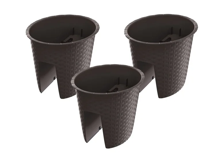 PROSPERPLAST, Jardinière de balcon « Ratolla Railing » aspect rotin, lot de 3