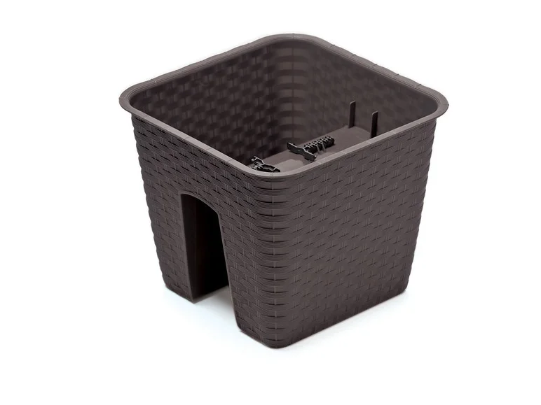 PROSPERPLAST, Jardinière de balcon « Ratolla Railing » aspect rotin, lot de 3