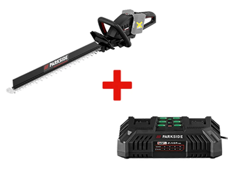 Cordless Hedge Trimmer + Dual Battery Charger, 40V