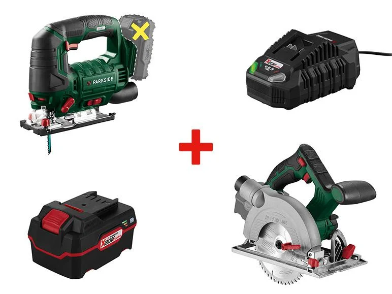 Cordless Jigsaw + Circular Saw Combo Kit with Battery & Charger, 20V