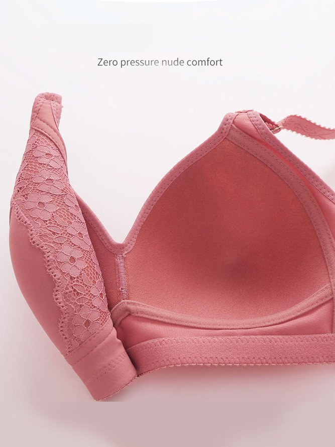 Rhinestone Lace Comfortable Push Up Wireless Bra Plus Size