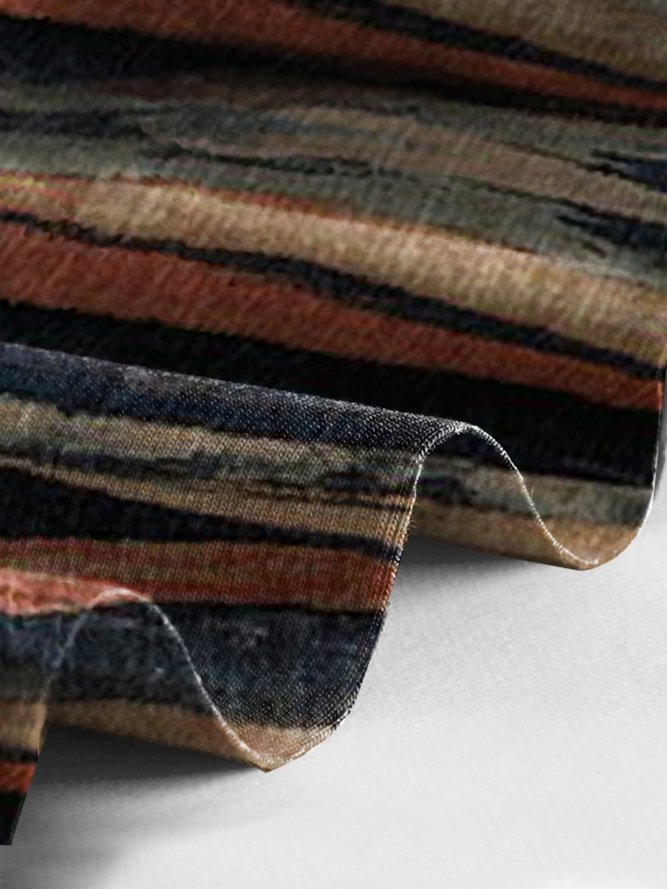 Women's A Line Midi Dress Half Sleeve Line Print Square Neck Elegant Modern