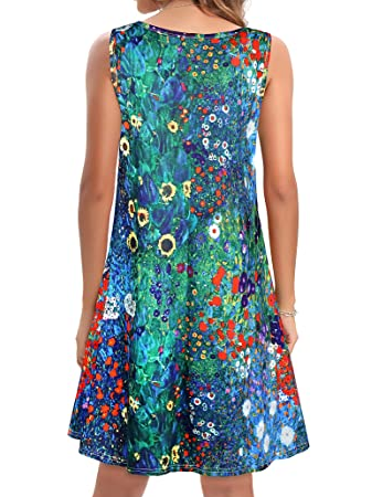 Crew Neck Casual Floral Loose Dress