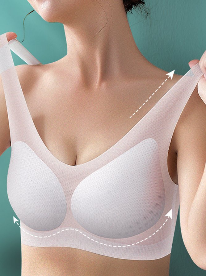 V Neck Plain Casual Sports Bra