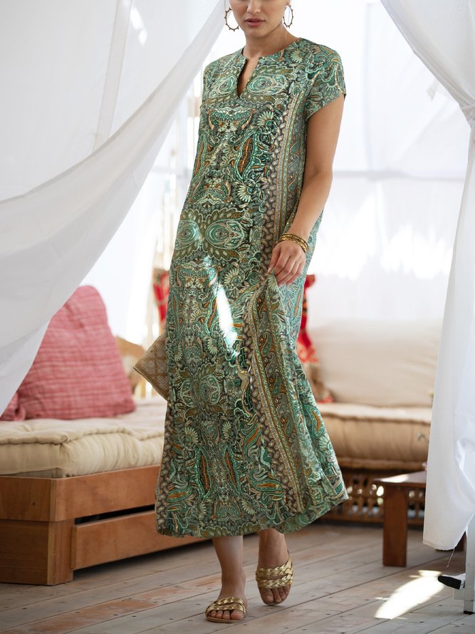 Green Boho Chic Caftan Oversized 'Leyla' Dress