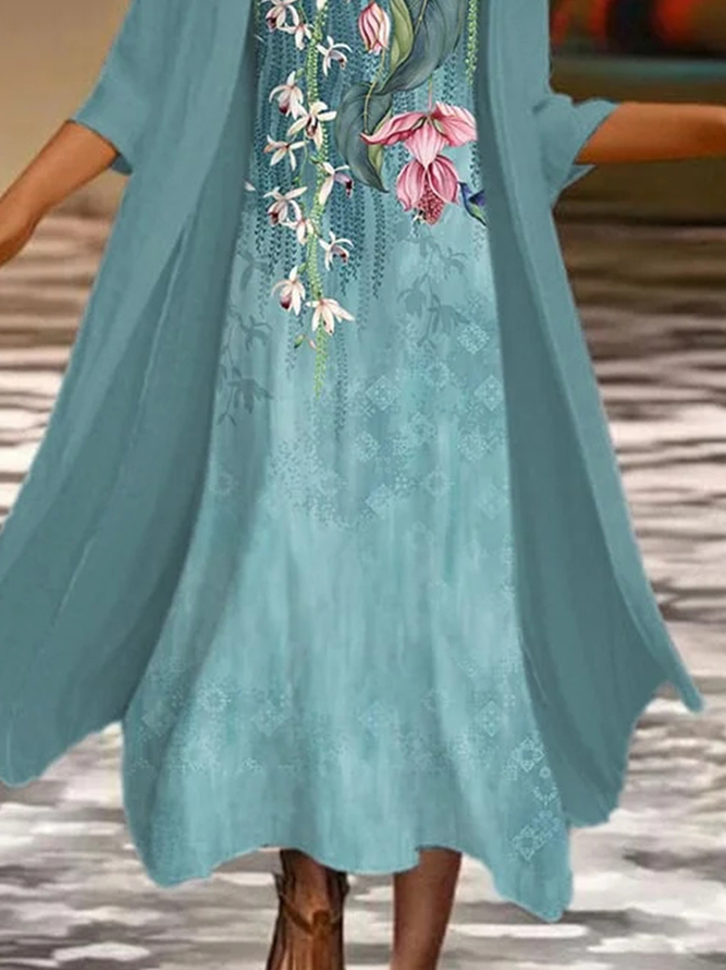 Elegant Floral Loose Wrap Two-Piece Set