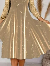 Jersey Crew Neck Polka Dots Dress