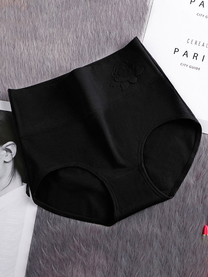 Embossed Cotton High Waist Tummy Control Briefs