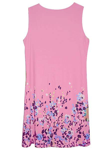 A-line Women Daytime Sleeveless Cotton-blend Painted Floral Floral Dress