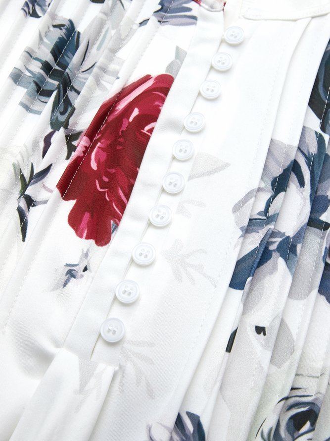 V Neck Floral Lace Sleeve Casual Loose Dress