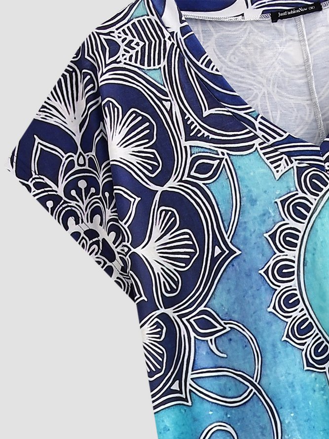 Vacation Tribal Regular Fit Short Sleeve Knit Dress