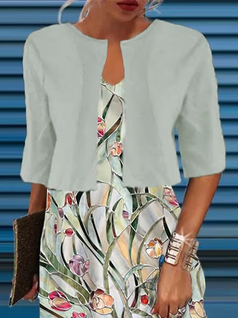 Crew Neck Floral Loose Casual Two-Piece Set