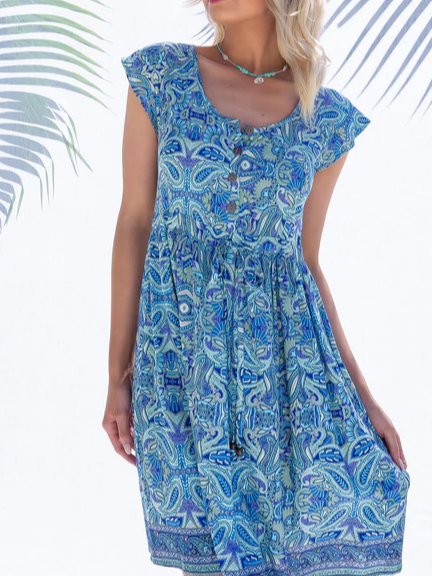 V Neck Floral Vacation Dress