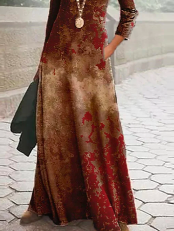 Boho Ethnic Crew Neck Dress