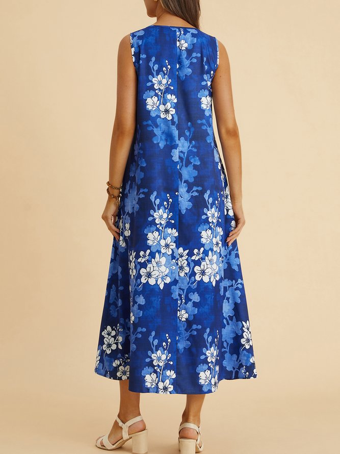 Vacation V neck Regular Fit Floral Dress
