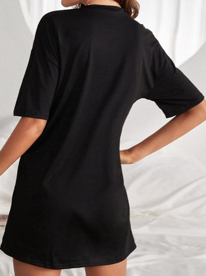 Casual Printing Text Letters Nightdress