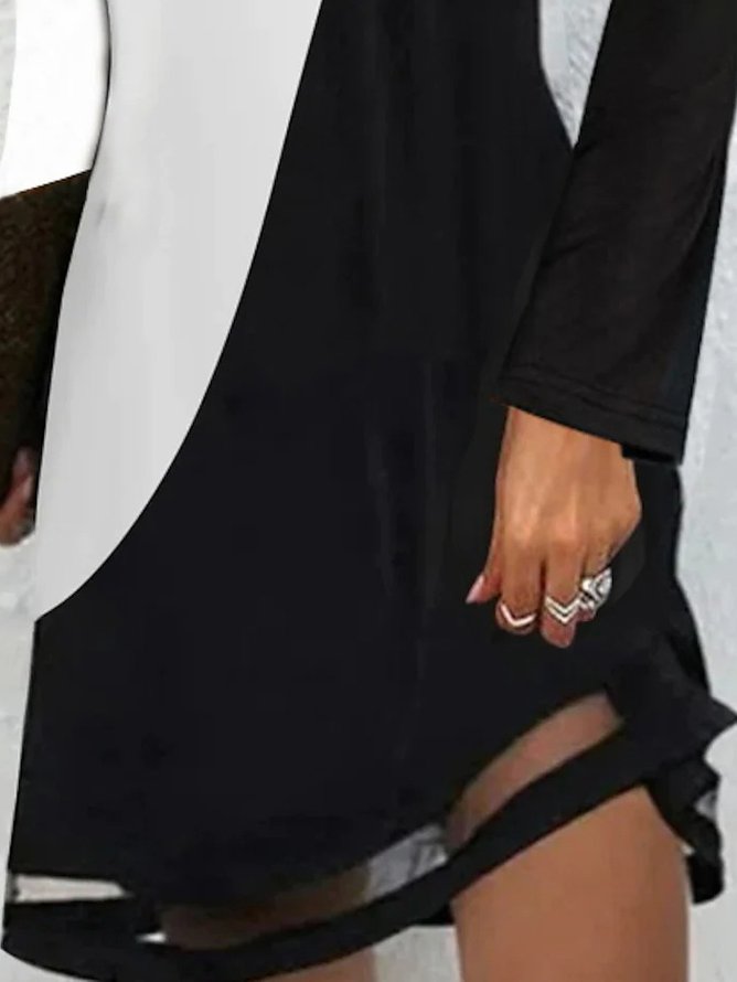 Casual Square Neck Color Block Dress