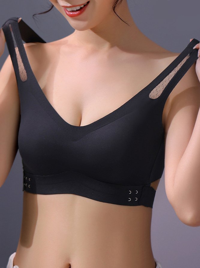 Seamless Push Up Side Button Wireless Bra Plus Size