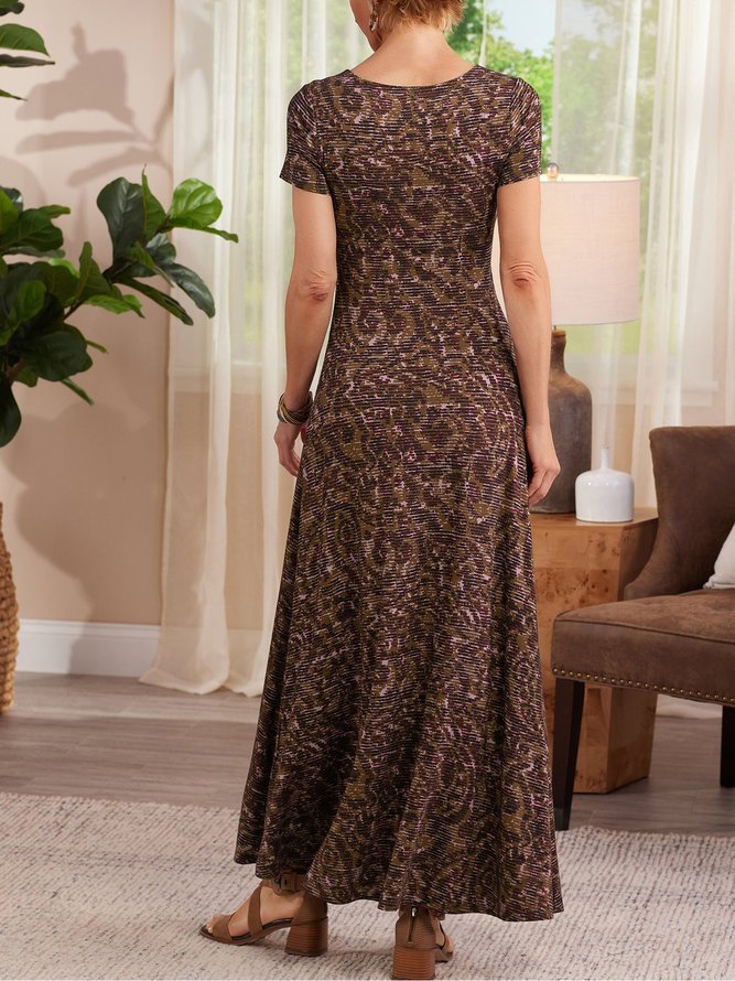 Ditsy Floral Boho Knitted V Neck Dress