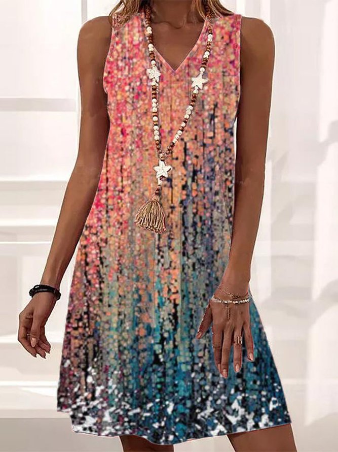 Women's A Line Dress Ombre Shiny Stripe Printed Party Dress