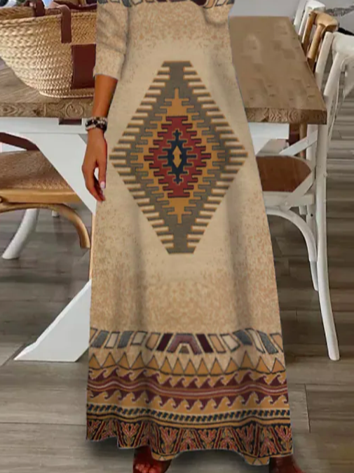 Vacation V Neck Loose Ethnic Dress
