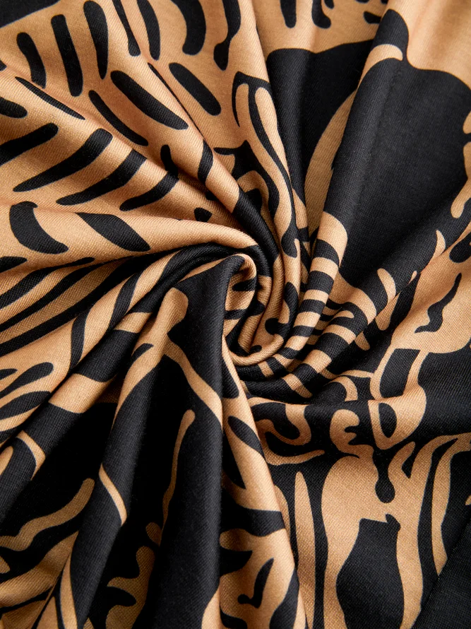 Round Neck Tribal Casual Midi Dress