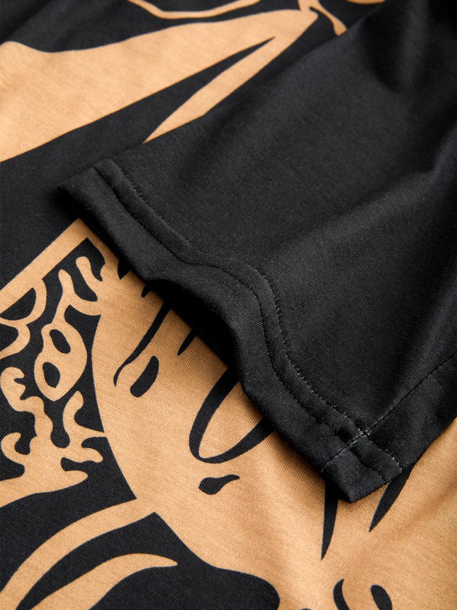 Round Neck Tribal Casual Midi Dress