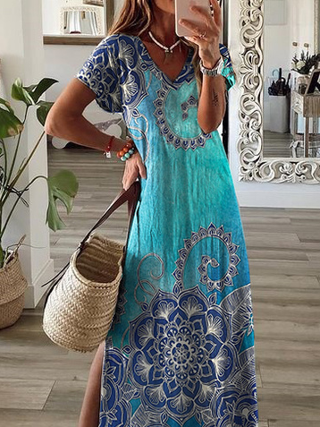 Vacation Tribal Regular Fit Short Sleeve Knit Dress