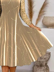 Jersey Crew Neck Polka Dots Dress