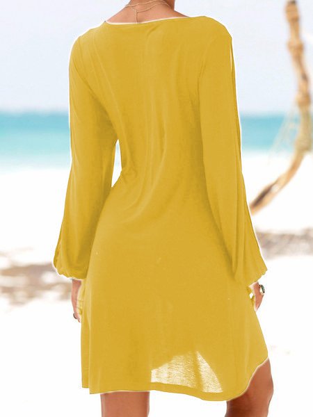 Crew Neck Black Women Summer Dresses Shift Daily Casual Plain Dresses