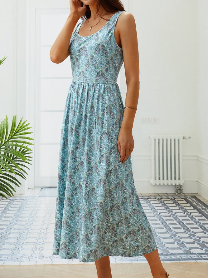 Crew Neck Vacation Sleeveless Knitting Dress