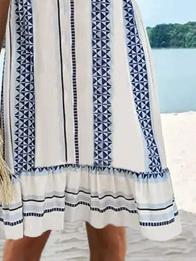Spaghetti Vacation Geometric Loose Dress