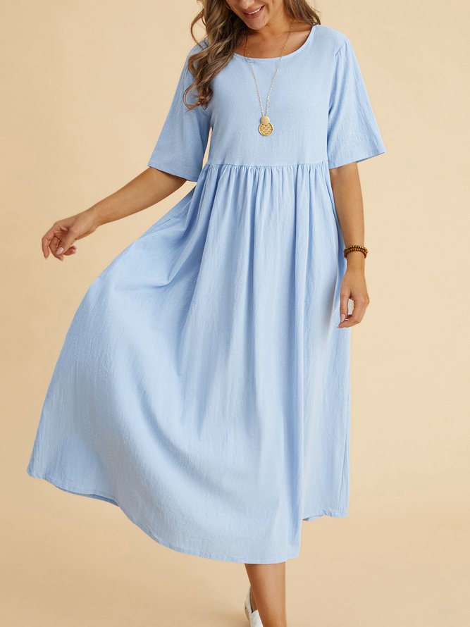 Plain loose pocket Long Dress
