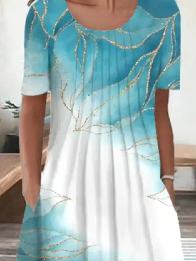 Casual Crew Neck Ombre Dress