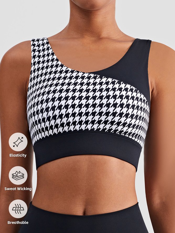 Casual Plaid Sports Bra
