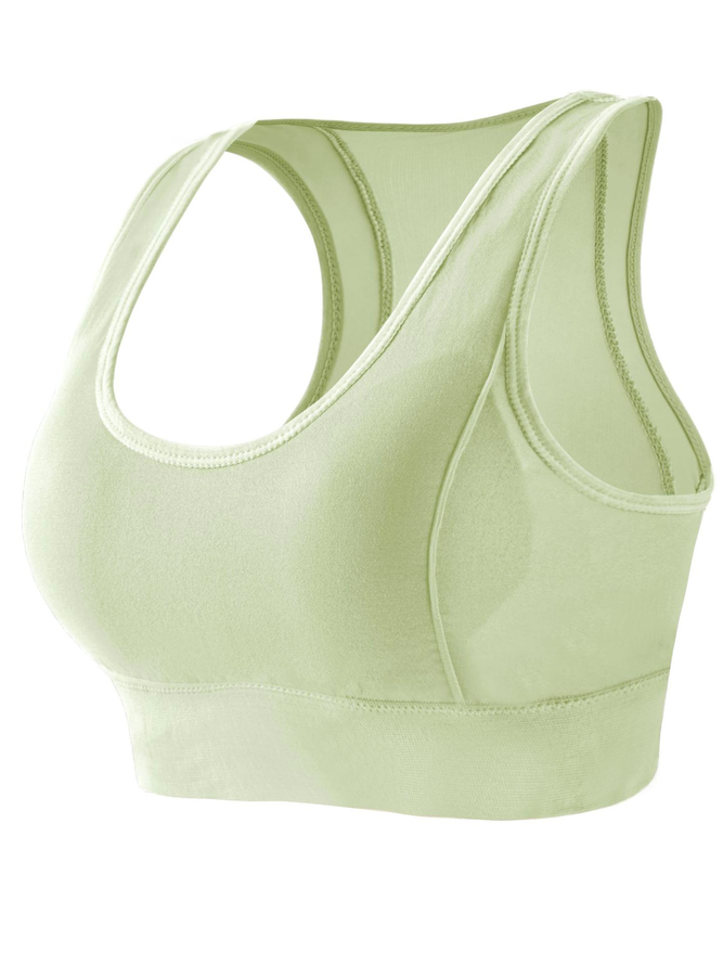 Casual Plain Crew Neck Sports Bra