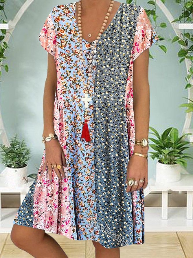 Loose Casual Ditsy Floral Dress