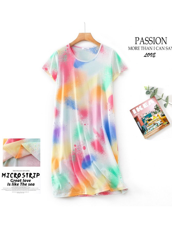 Breathable Comfortable Tie-Dye Loose Casual Nightdress
