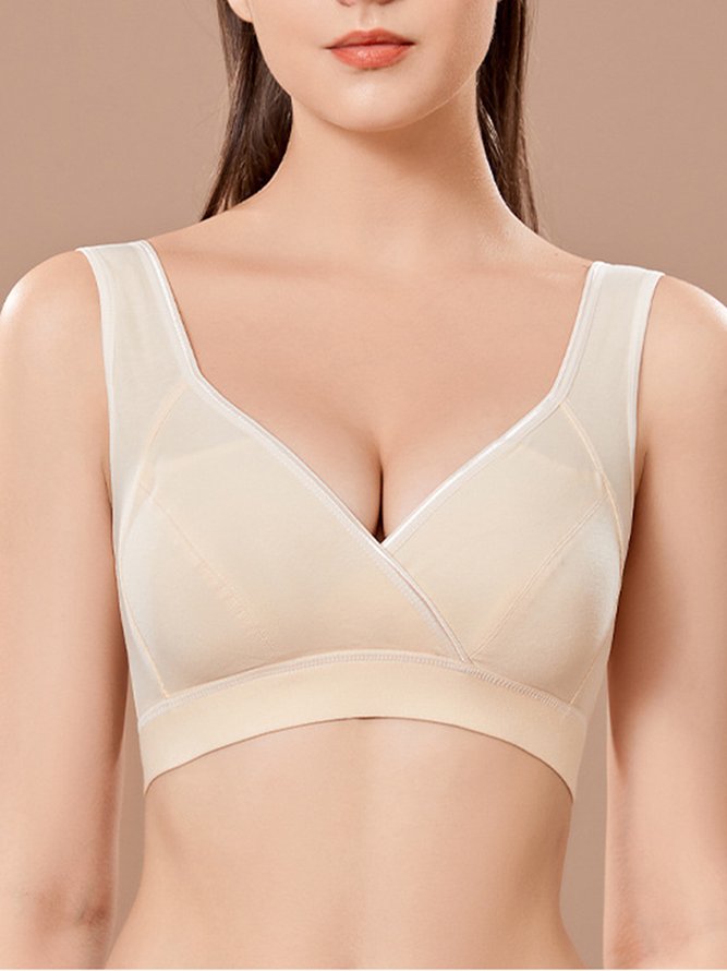 Cross Neck Casual Plain Bra & Bralette