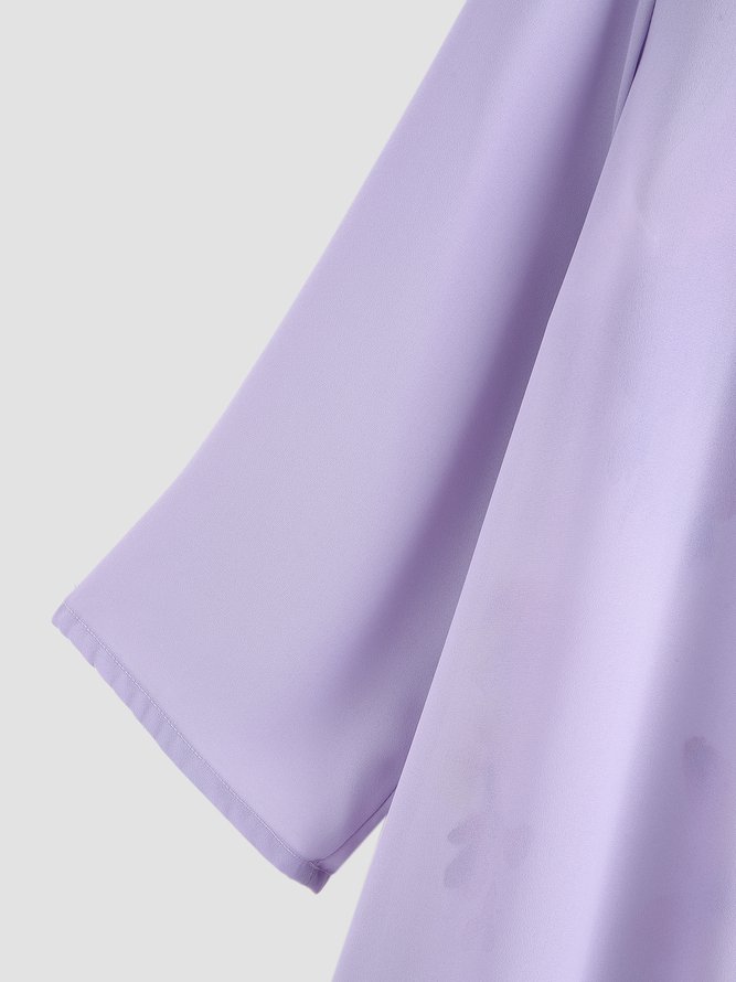 Round Neck Floral Casual Dress & Cardigan