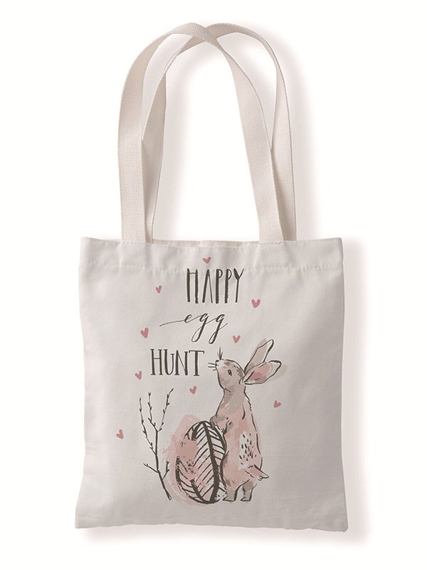 Easter Bunny Egg Pattern Canvas Tote Bag Environmentally Friendly Reusable