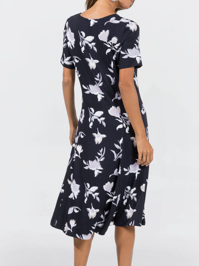 Floral Casual Crew Neck Loose Lightweight Summer Dress