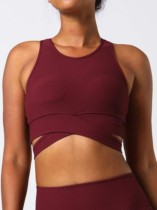 Plain Crew Neck Casual Sports Bra