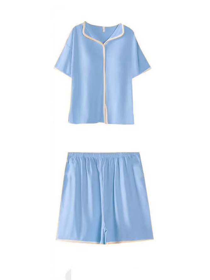 Breathable Comfortable Loose Casual Plain Lounge Set