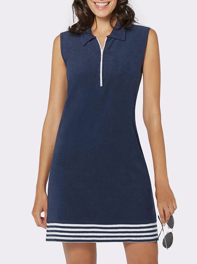 Casual Zipper Striped Dress