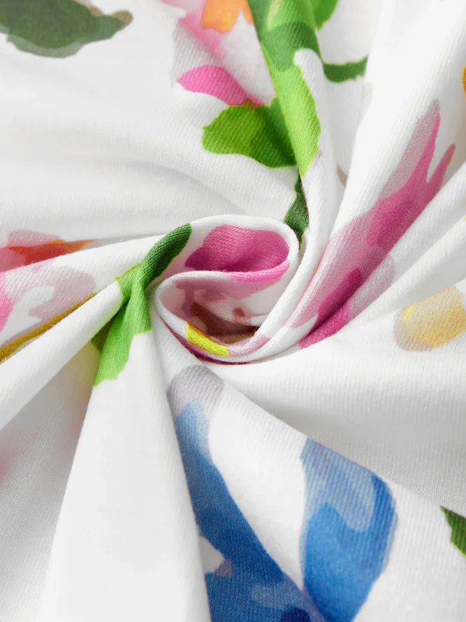 Scallop Neck Floral Vacation Mini Dresses