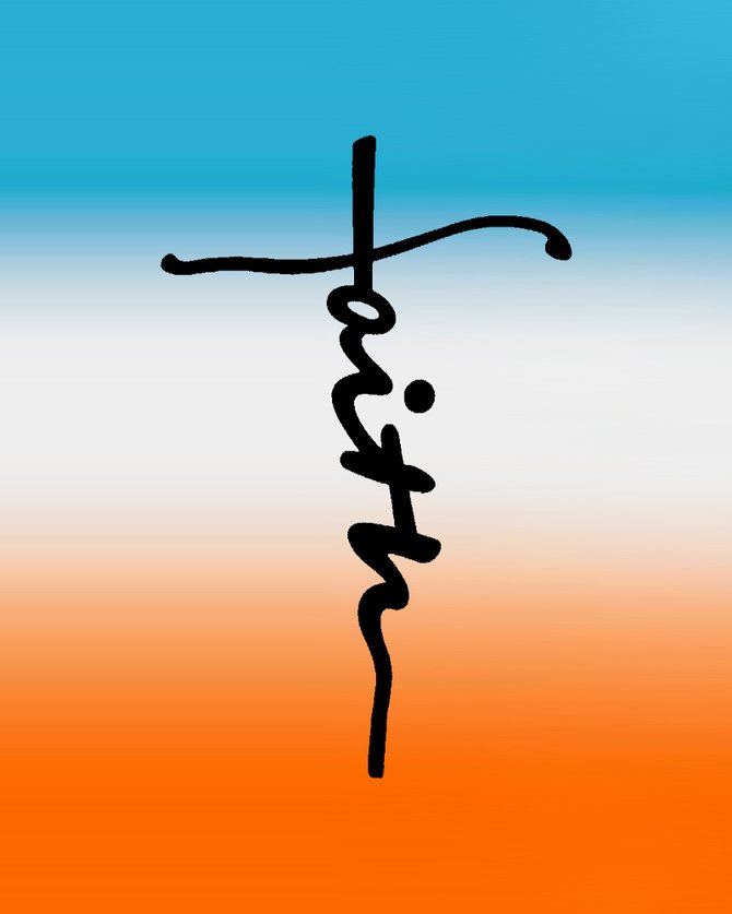 Faith Slogan Ombre Linen Shoulder Bag Large Capacity Tote Bag