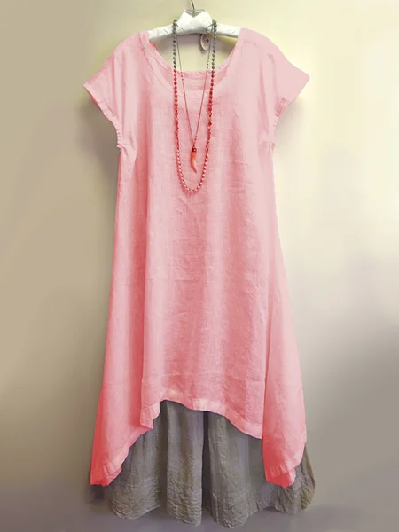 Crew Neck Shift Daytime Solid Summer Dresses